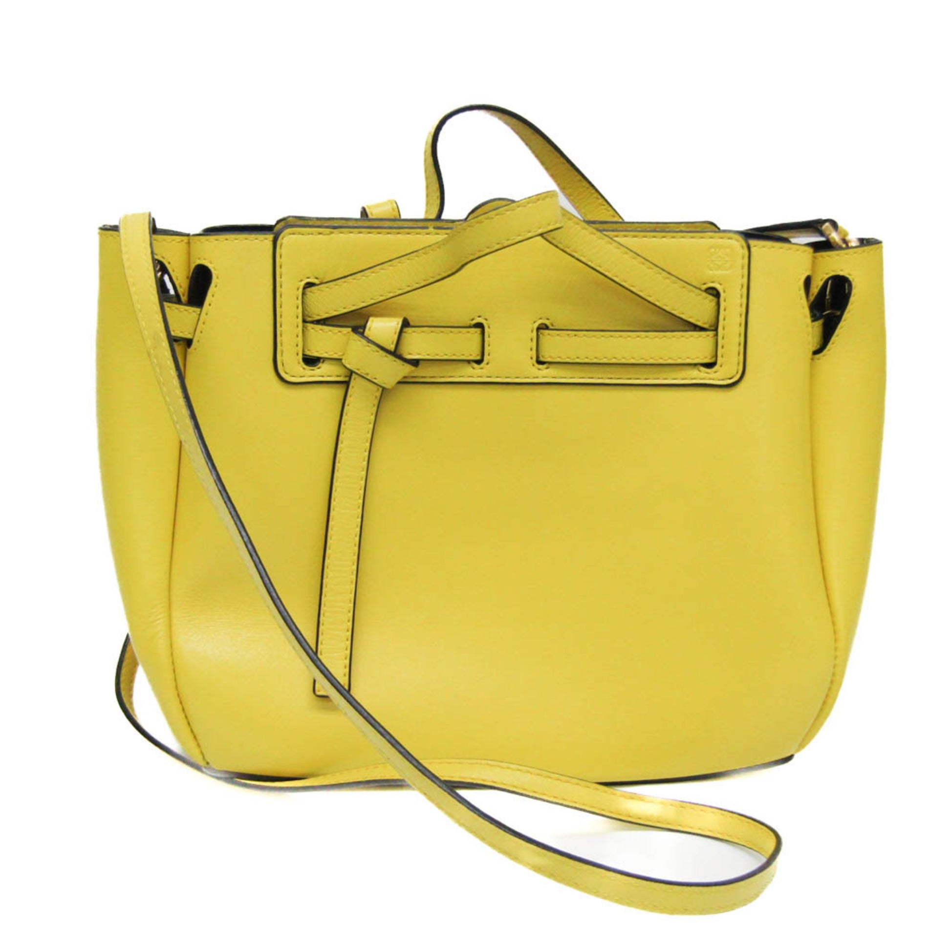 Loewe Lazo Yellow Leather Handbag 