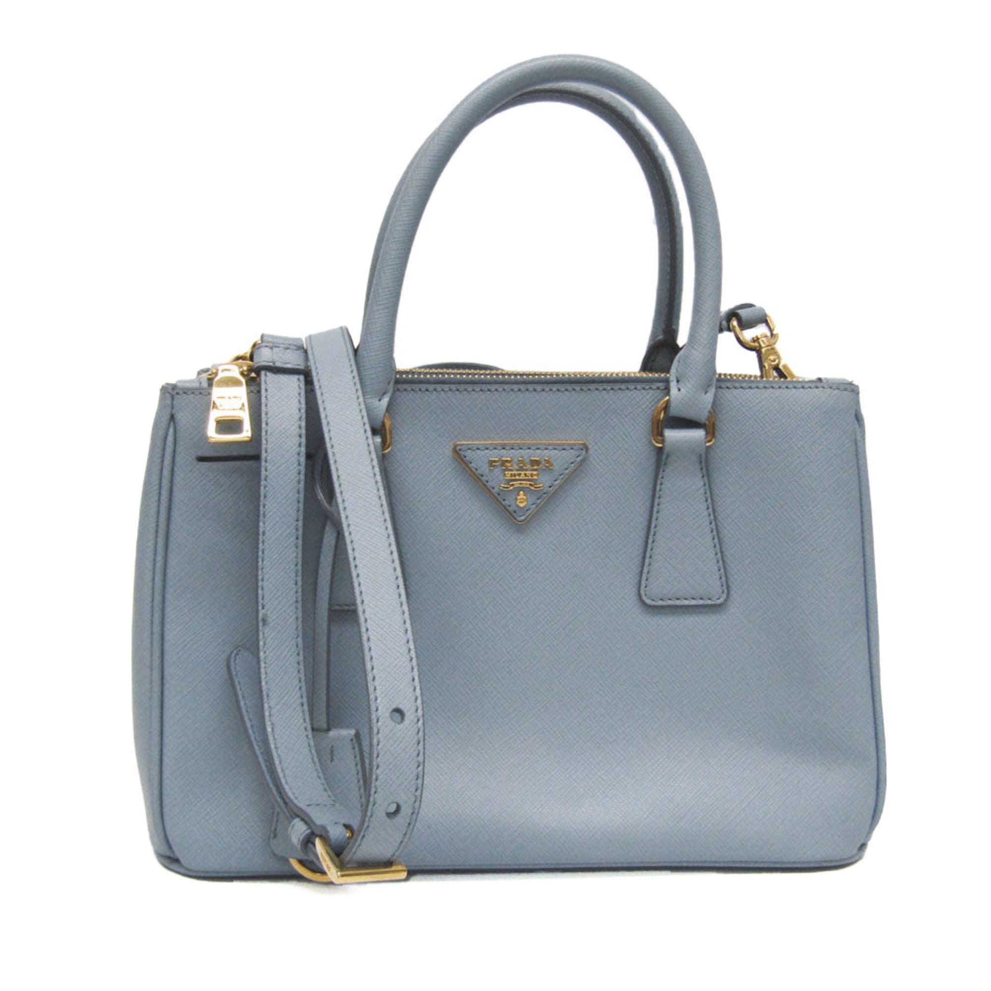 Prada Galleria Blue Leather Shoulder Bag