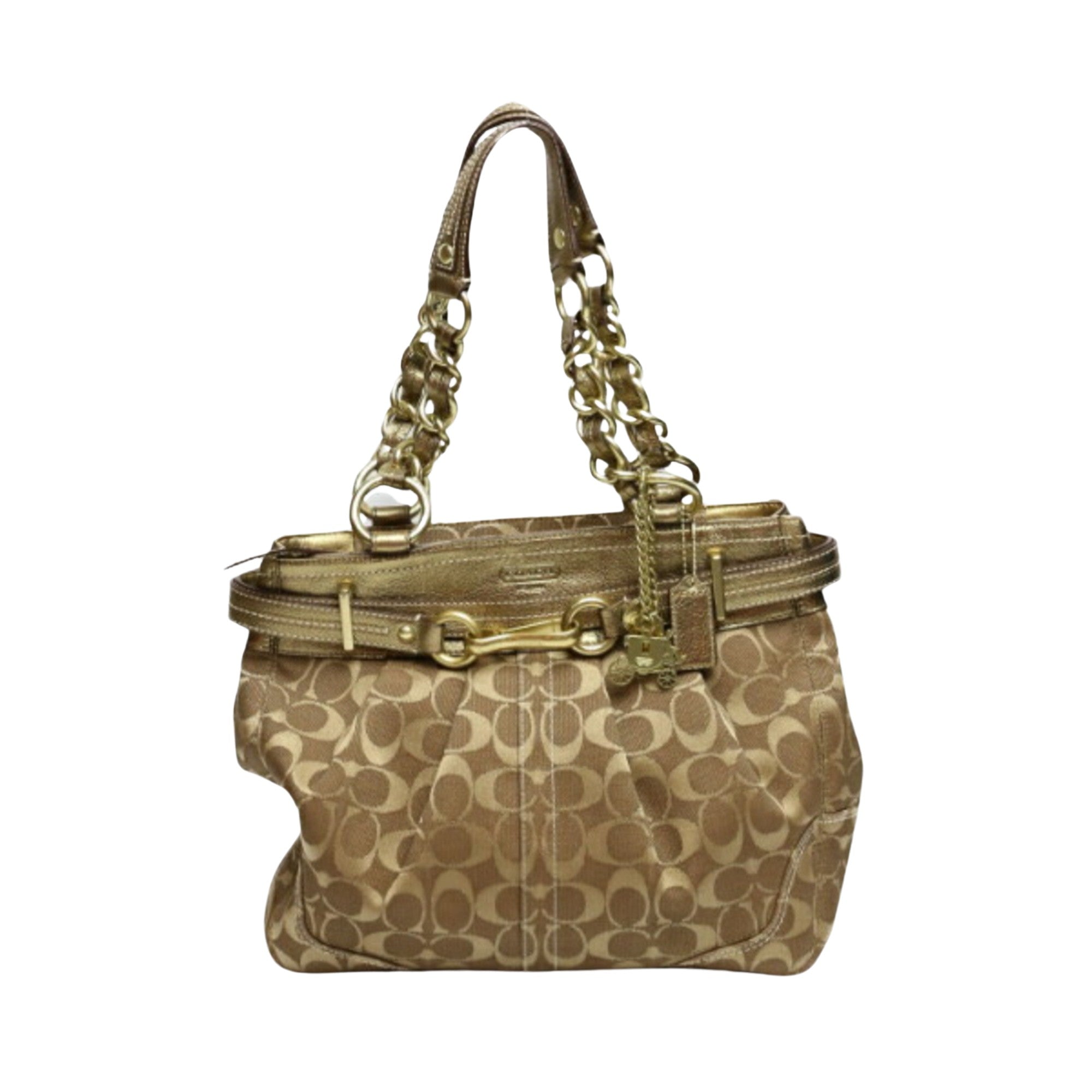 Coach Signature Gold Canvas Shoulder Bag