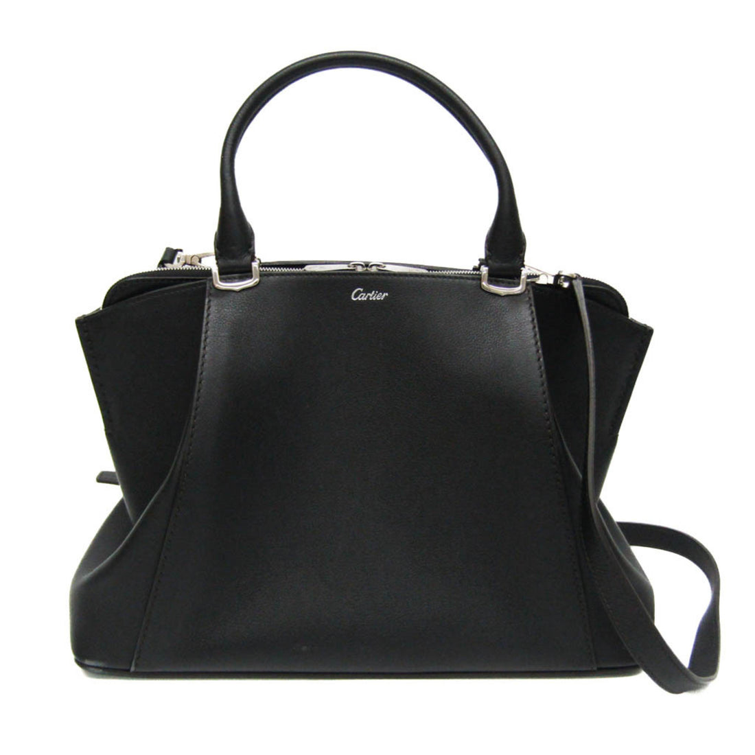 Cartier C de cartier Black Leather Handbag 