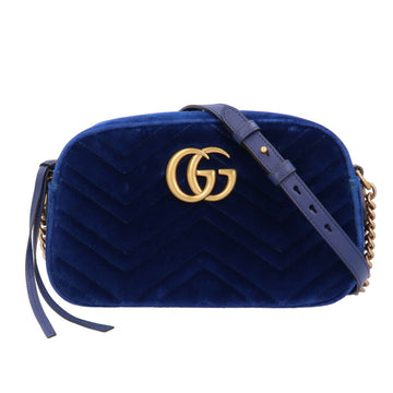 Gucci GG Marmont Blue Suede Shoulder Bag