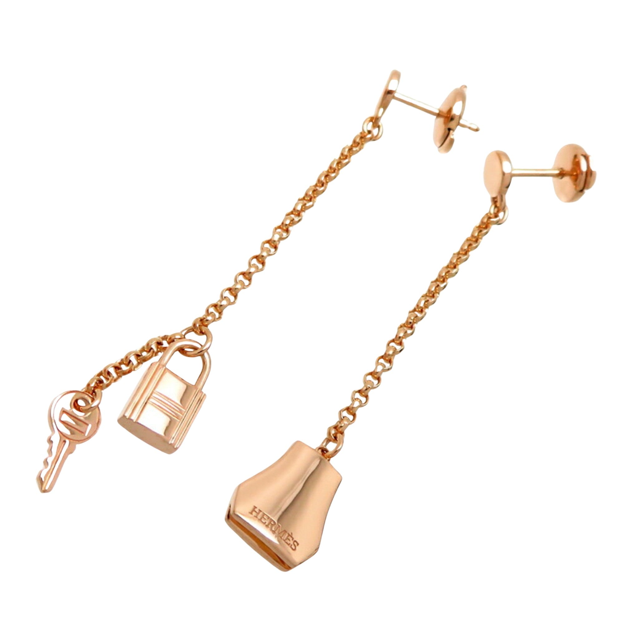 Hermès Kelly Gold Rose Gold Earring 