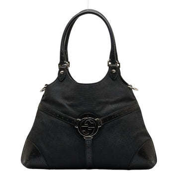 Gucci Hobo Black Canvas Shoulder Bag