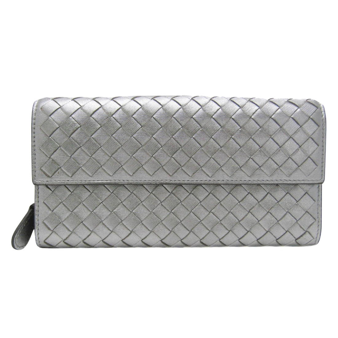 Bottega Veneta Intrecciato Silver Leather Wallet 