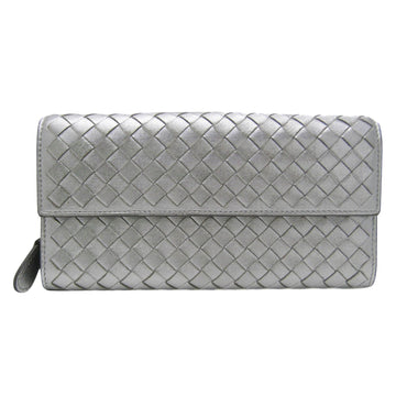 Bottega Veneta Intrecciato Silver Leather Wallet 