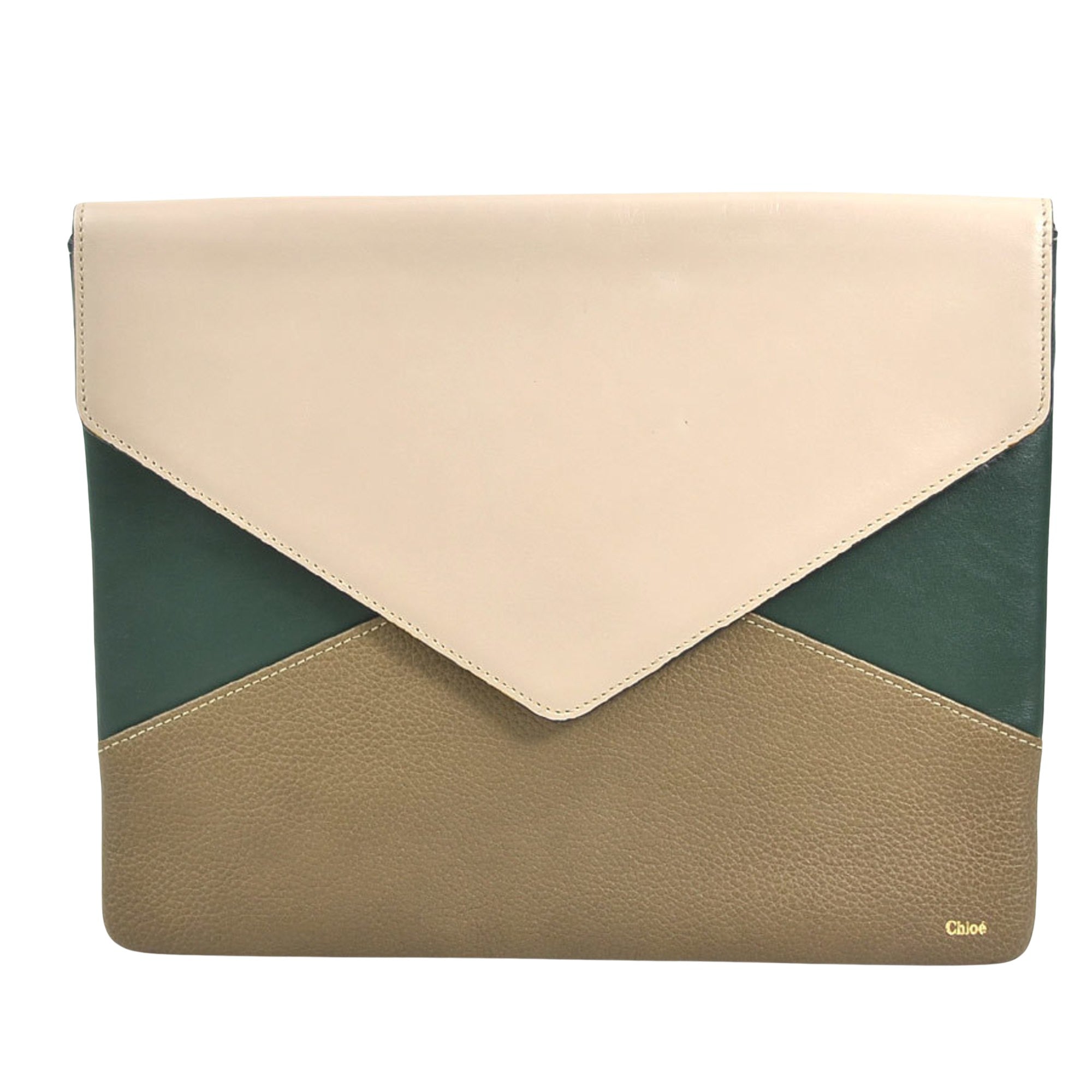 Chloé Beige Leather Clutch Bag