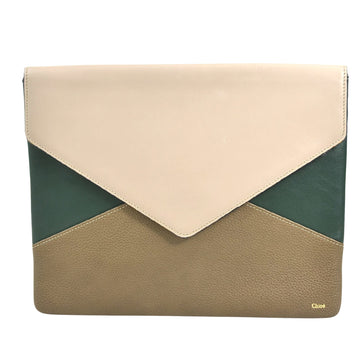 Chloé Beige Leather Clutch Bag