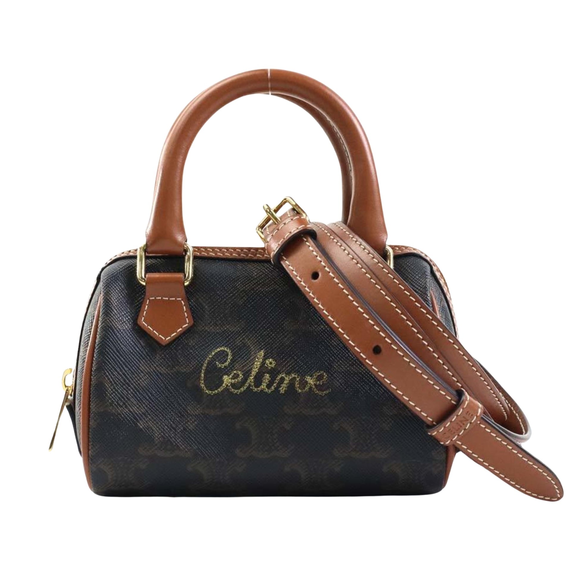 Céline Triomphe Brown Leather Handbag 