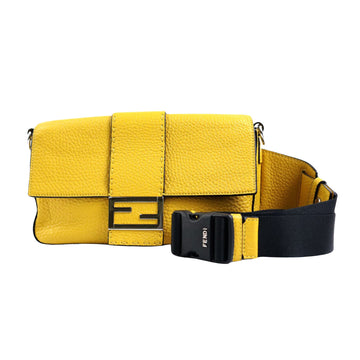 Fendi Baguette Yellow Leather Shoulder Bag