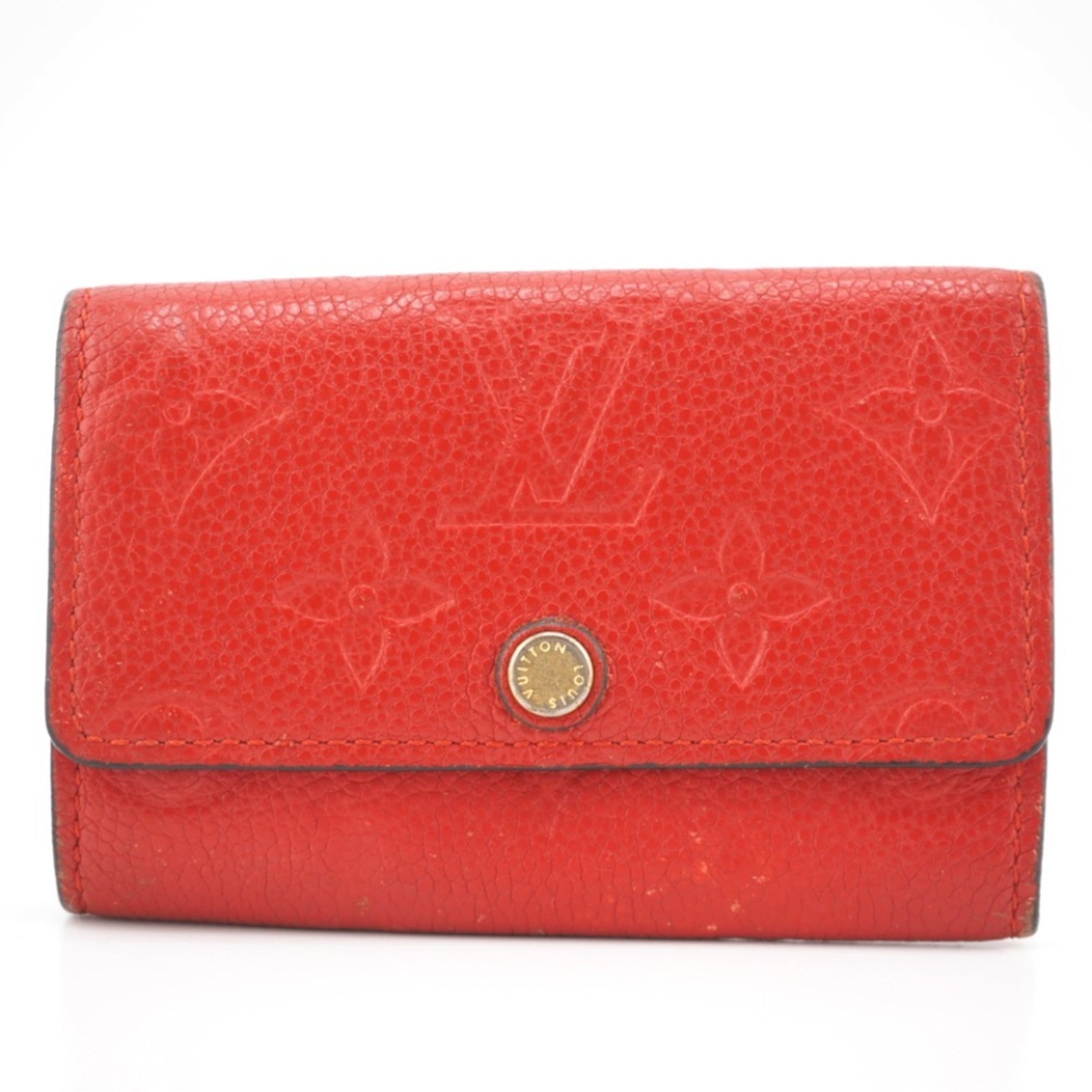 Louis Vuitton 6 key holder Red Leather Wallet 