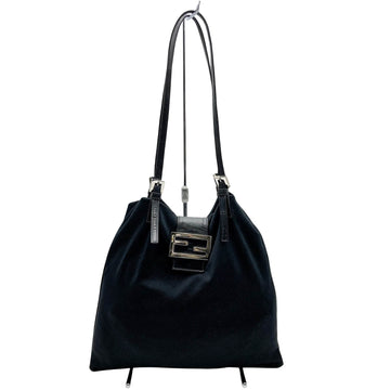 Fendi Mamma Baguette Navy Canvas Shoulder Bag