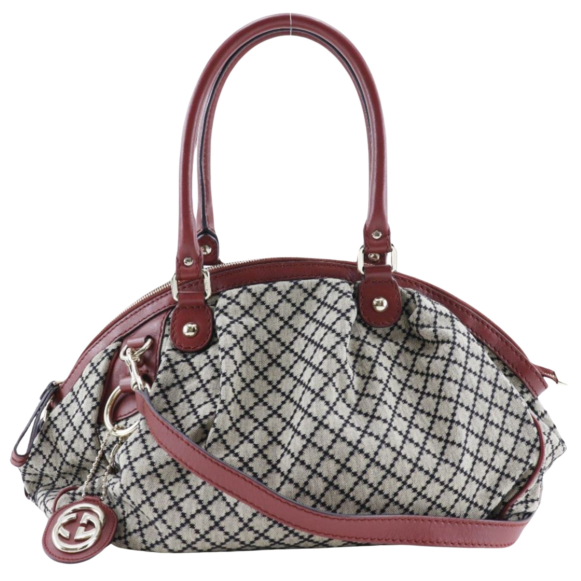 Gucci Diamante Grey Canvas Handbag 