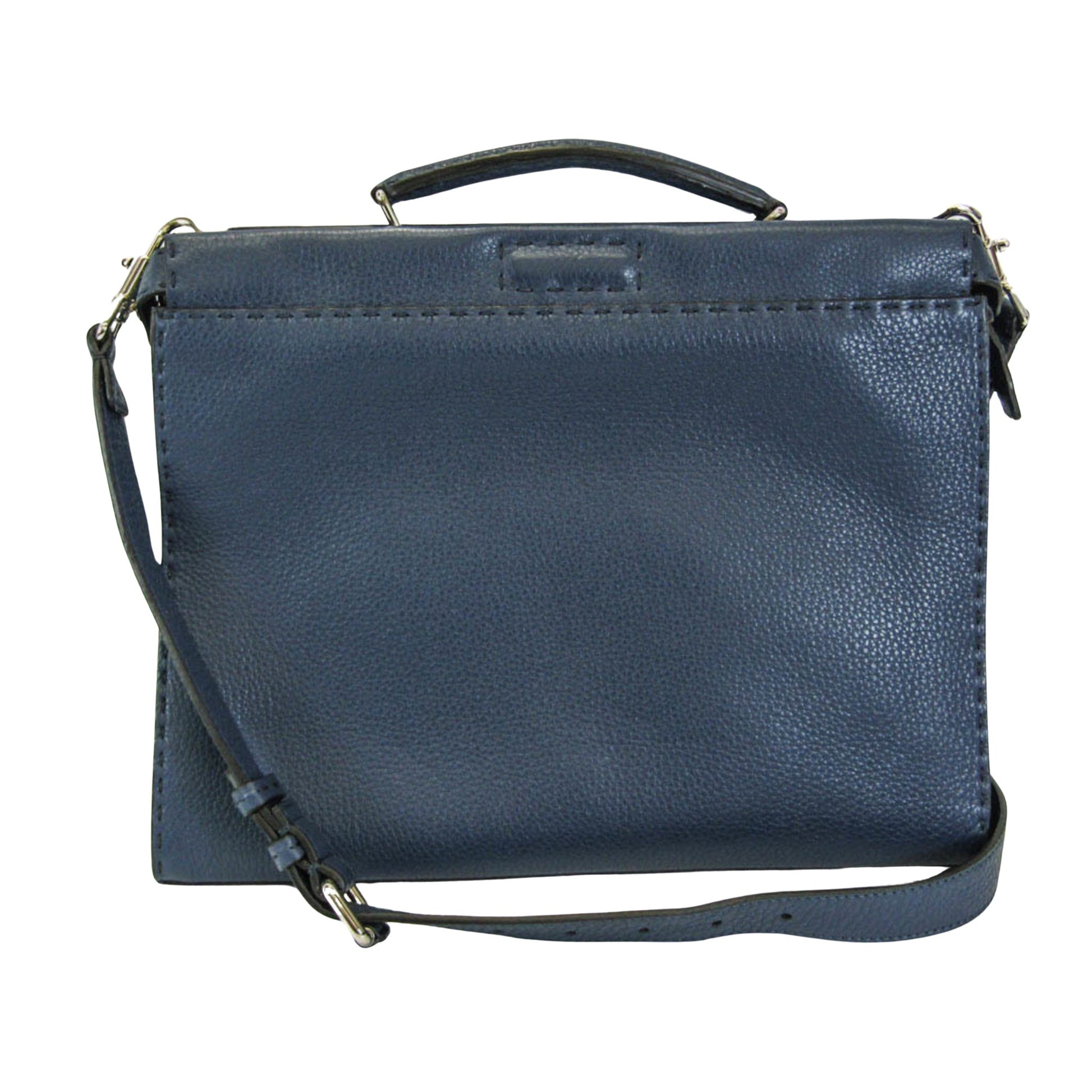 Fendi Selleria Navy Leather Shoulder Bag