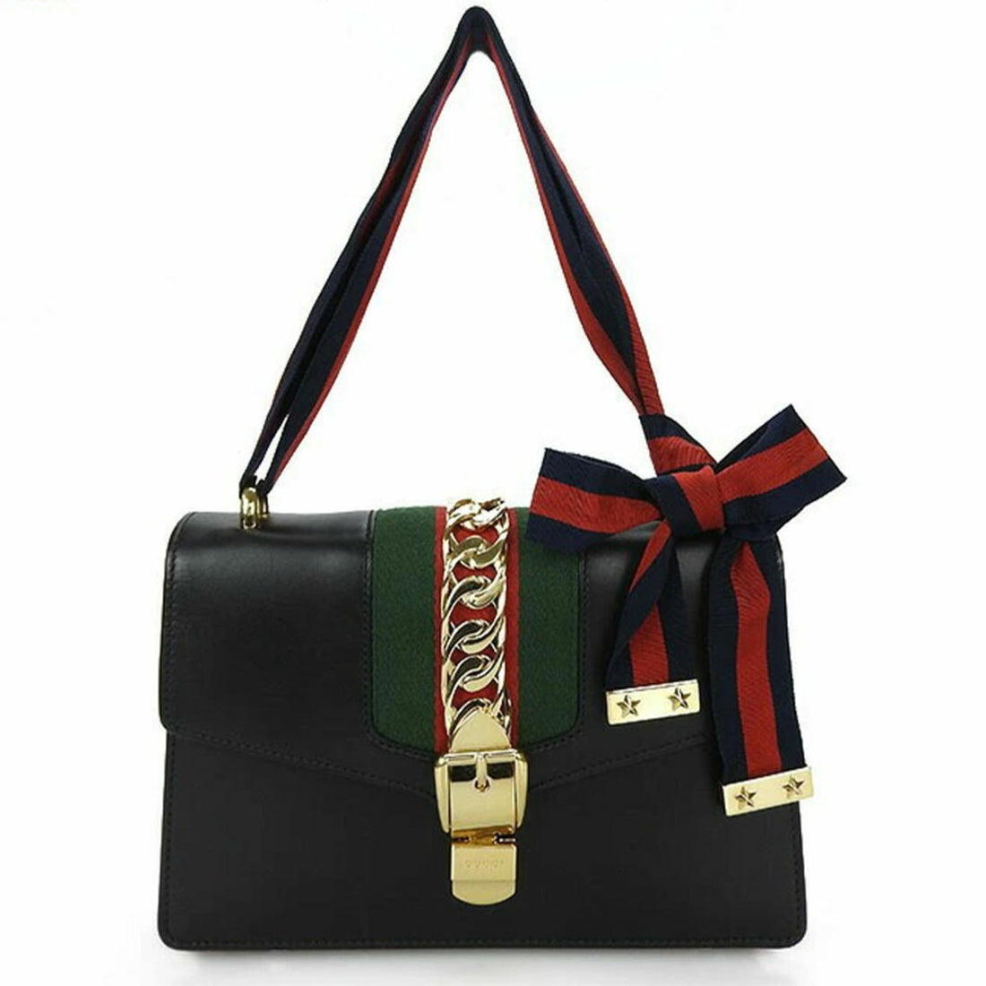 Gucci Sylvie Black Leather Shopper Bag