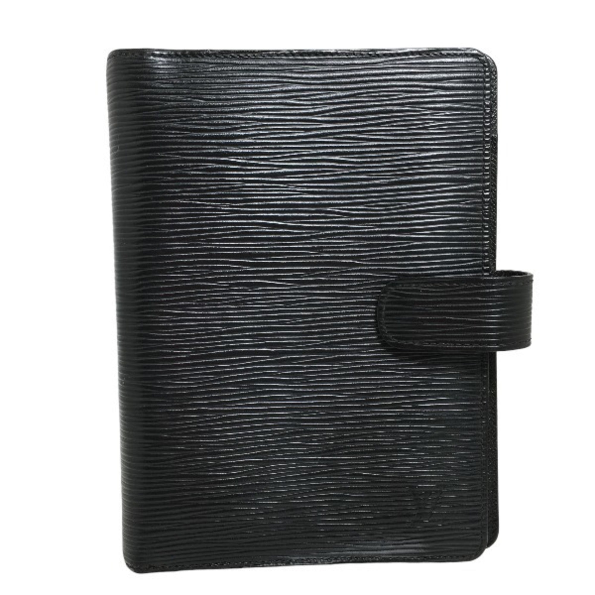 Louis Vuitton COUVERTURE AGENDA FONCTIONNEL MM Black Leather Wallet 