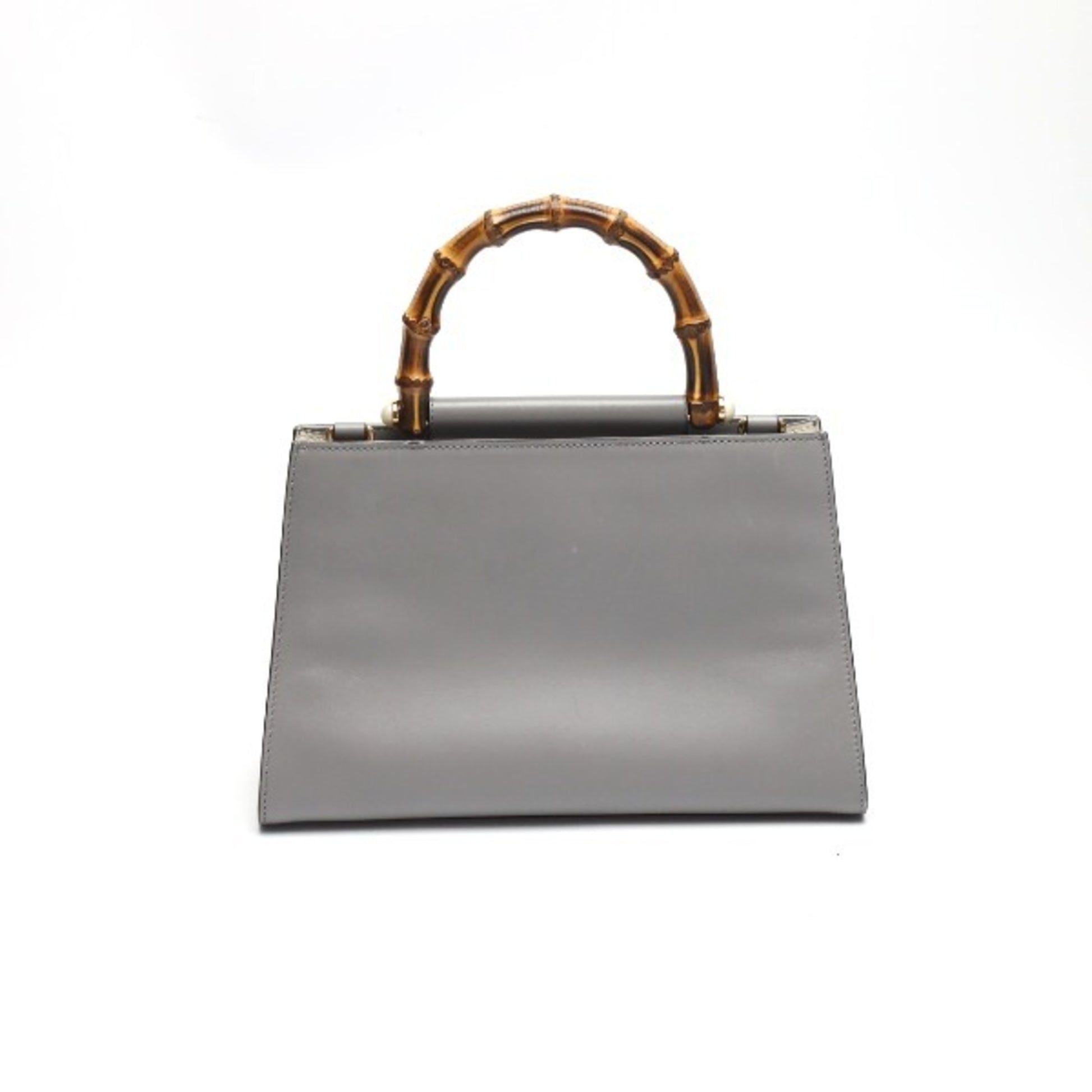 Gucci Bamboo Grey Leather Handbag 