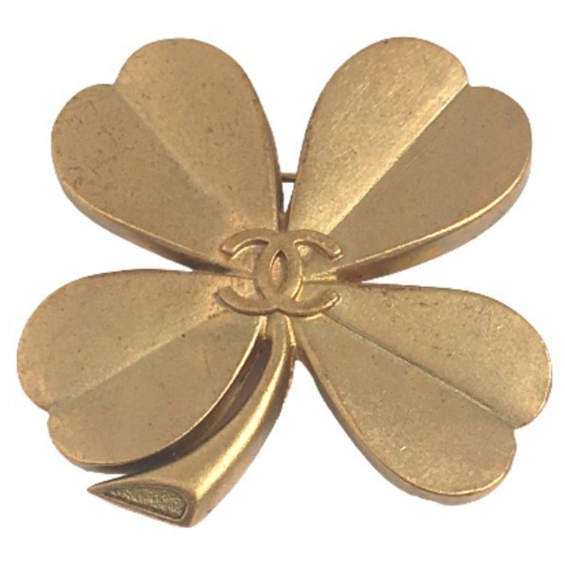 Chanel Clover Gold Metal Brooch 