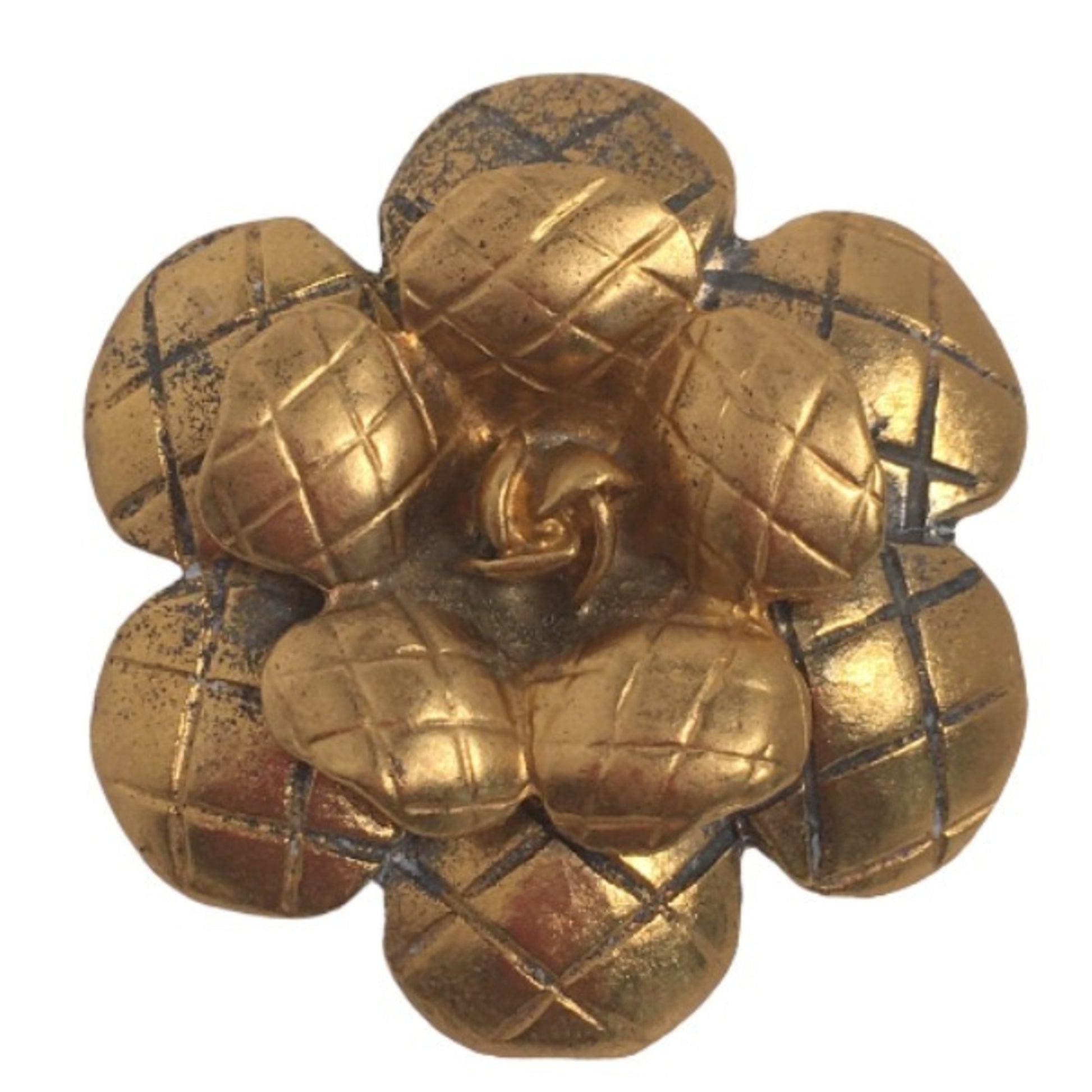 Chanel Camélia Gold Metal Brooch 