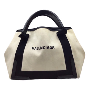 Balenciaga Navy Cabas Beige Leather Handbag 