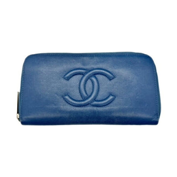 Chanel Long portefeuille zippé Navy Leather Wallet 