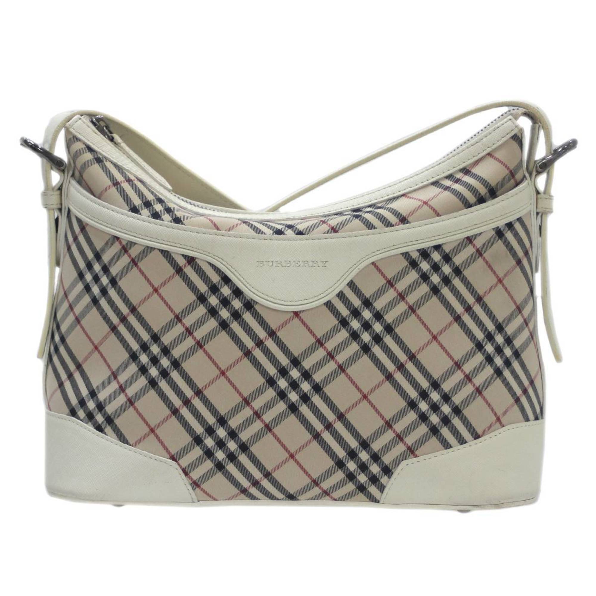 Burberry Nova Check White Canvas Shoulder Bag