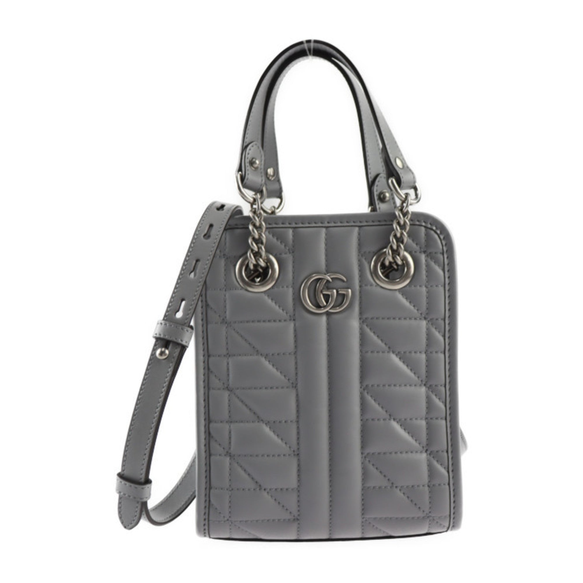 Gucci Grey Leather Shoulder Bag