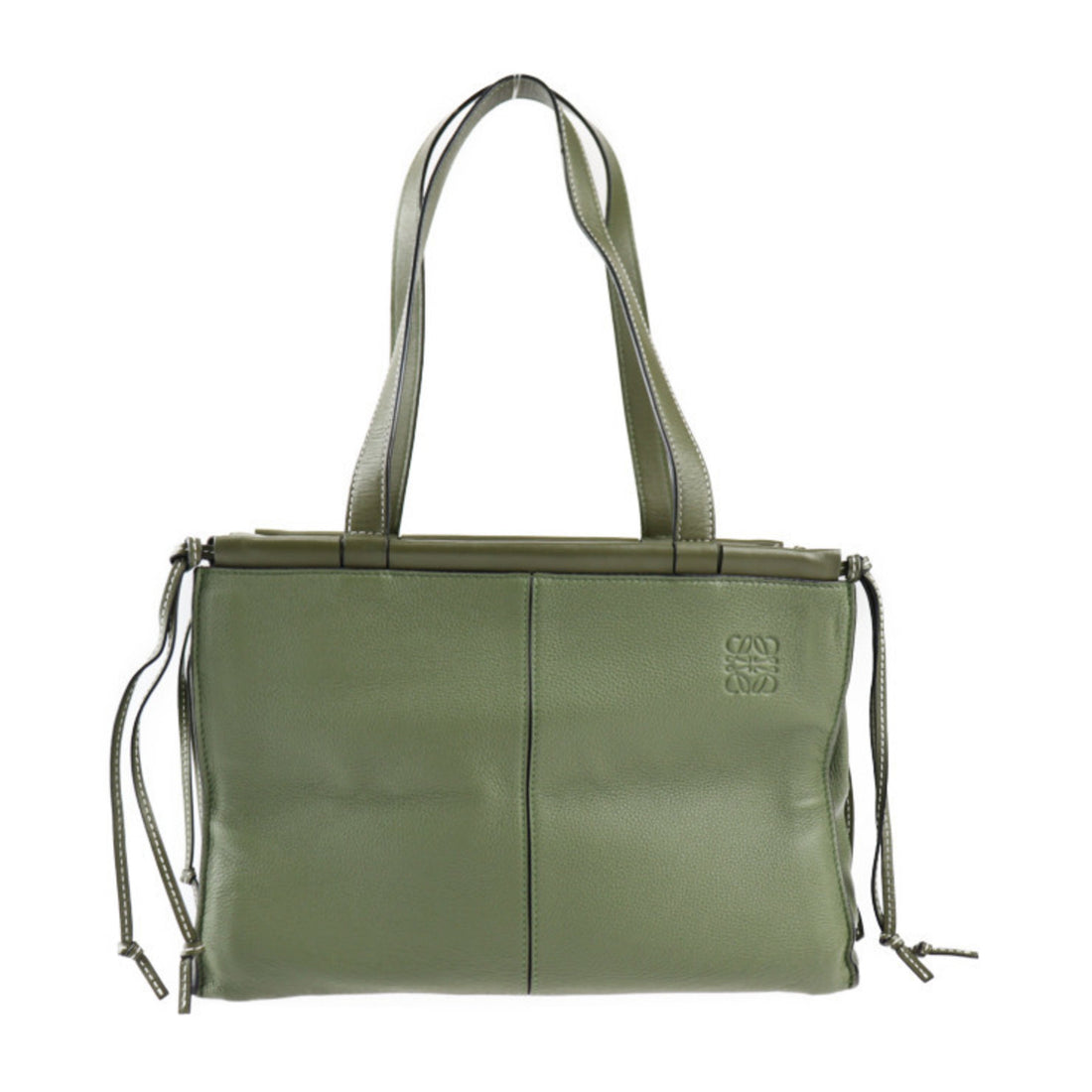 Loewe Cushion Green Leather Tote Bag