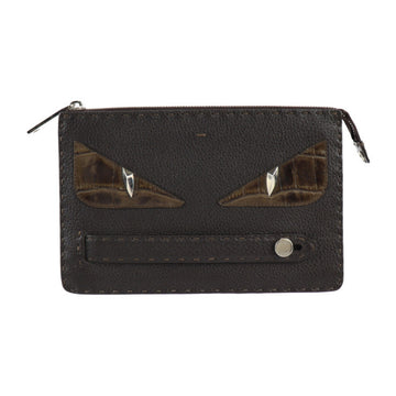 Fendi Selleria Brown Leather Clutch Bag