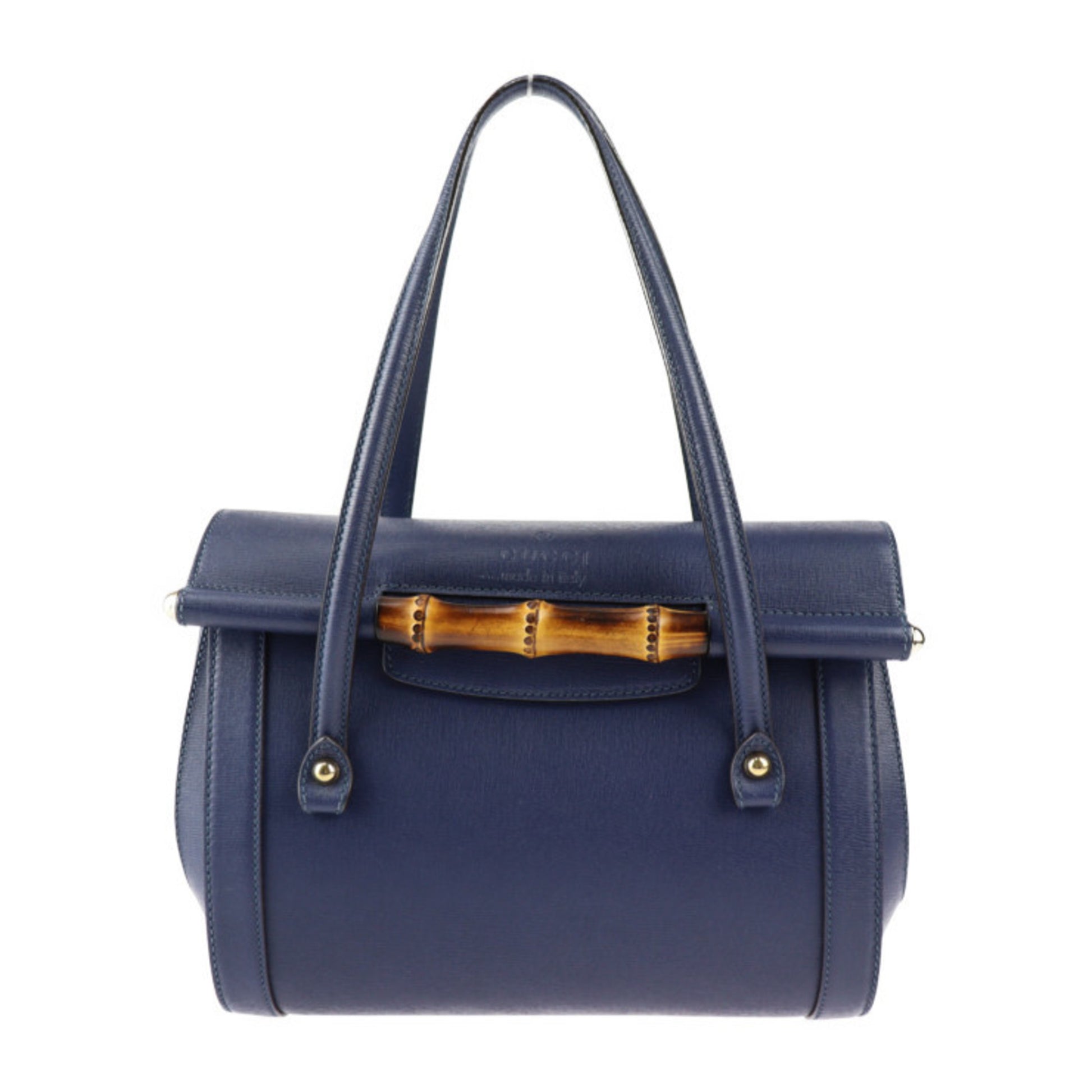 Gucci Bamboo Navy Leather Tote Bag