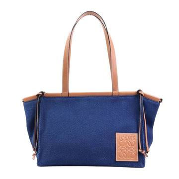 Loewe Cushion Navy Canvas Shopper Bag