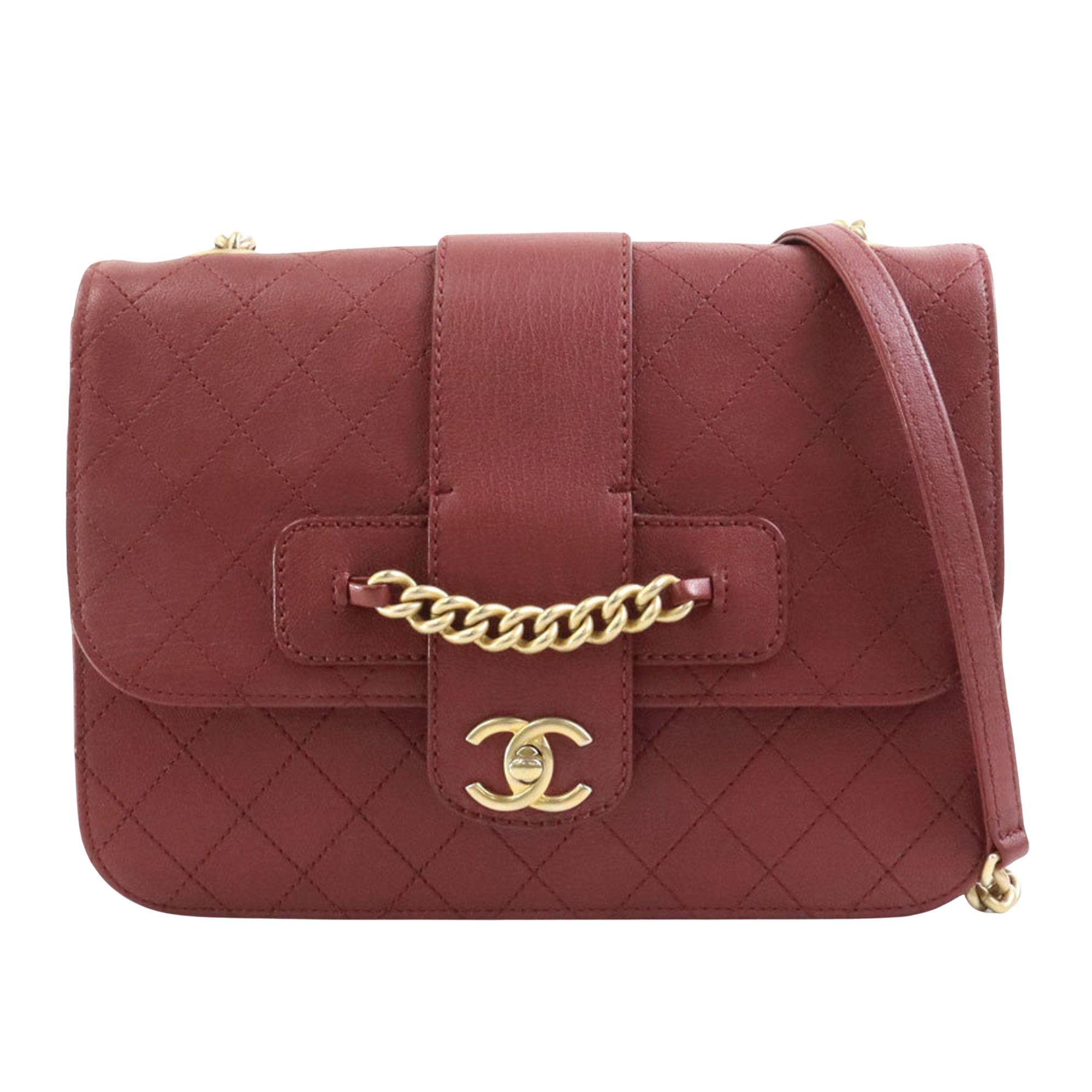 Chanel Matelassé Burgundy Leather Shopper Bag