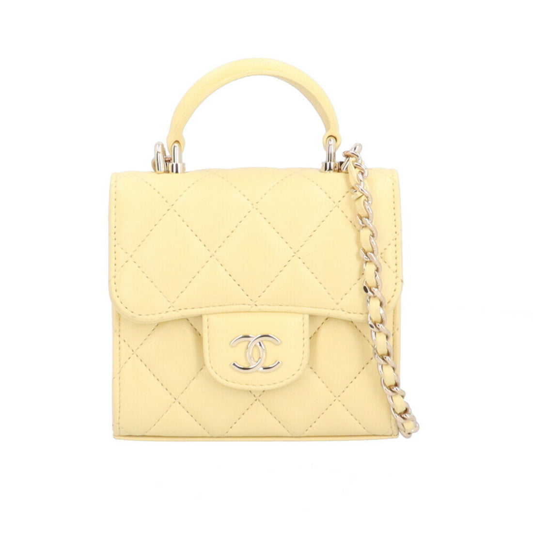 Chanel Matelassé Yellow Leather Handbag 