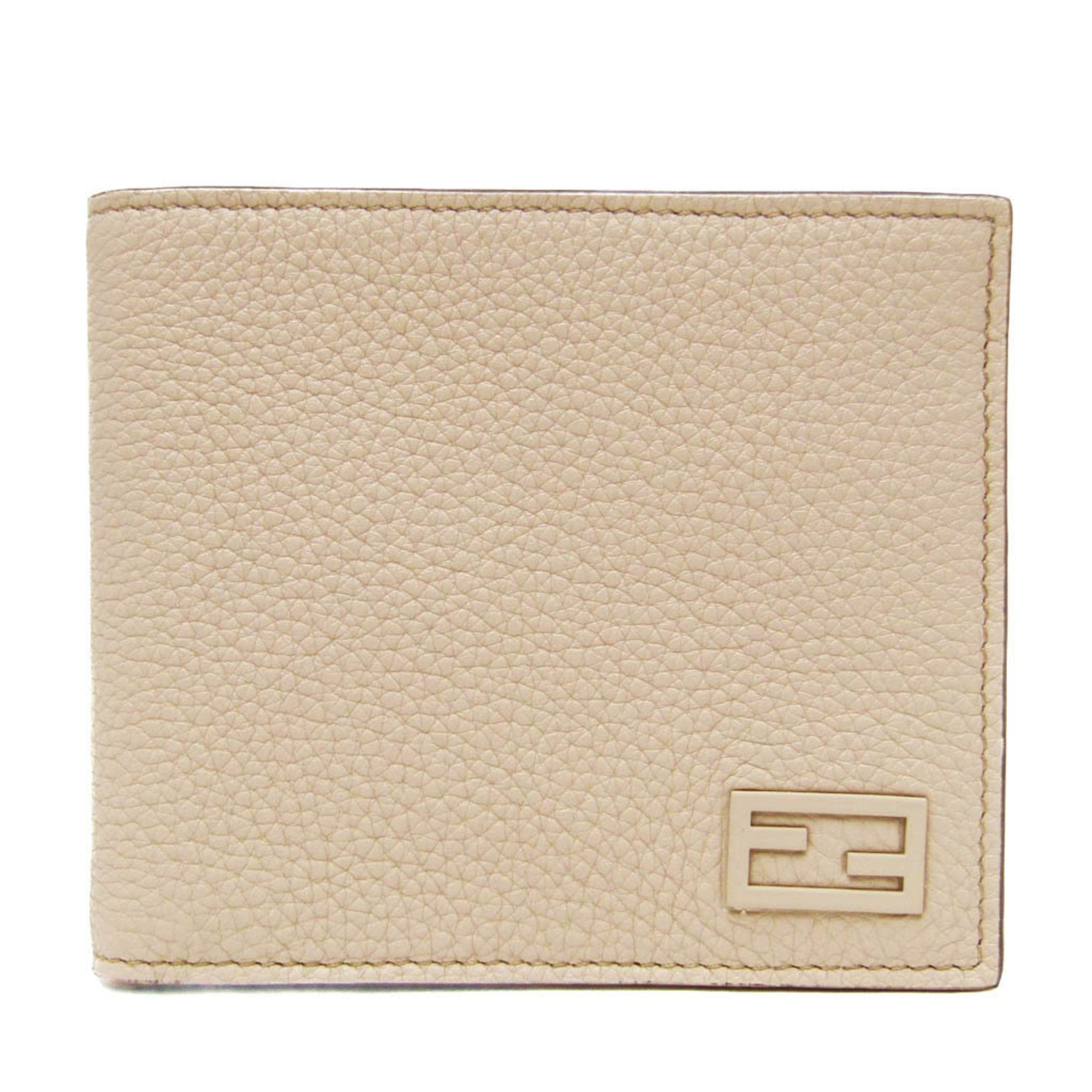 Fendi FF Beige Leather Wallet 