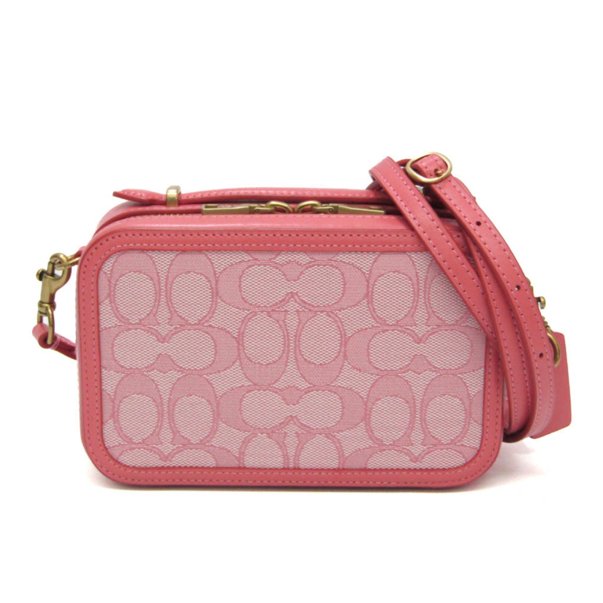 Coach Signature Pink Canvas Handbag 