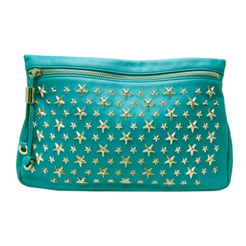 Jimmy Choo Zena Green Leather Clutch Bag