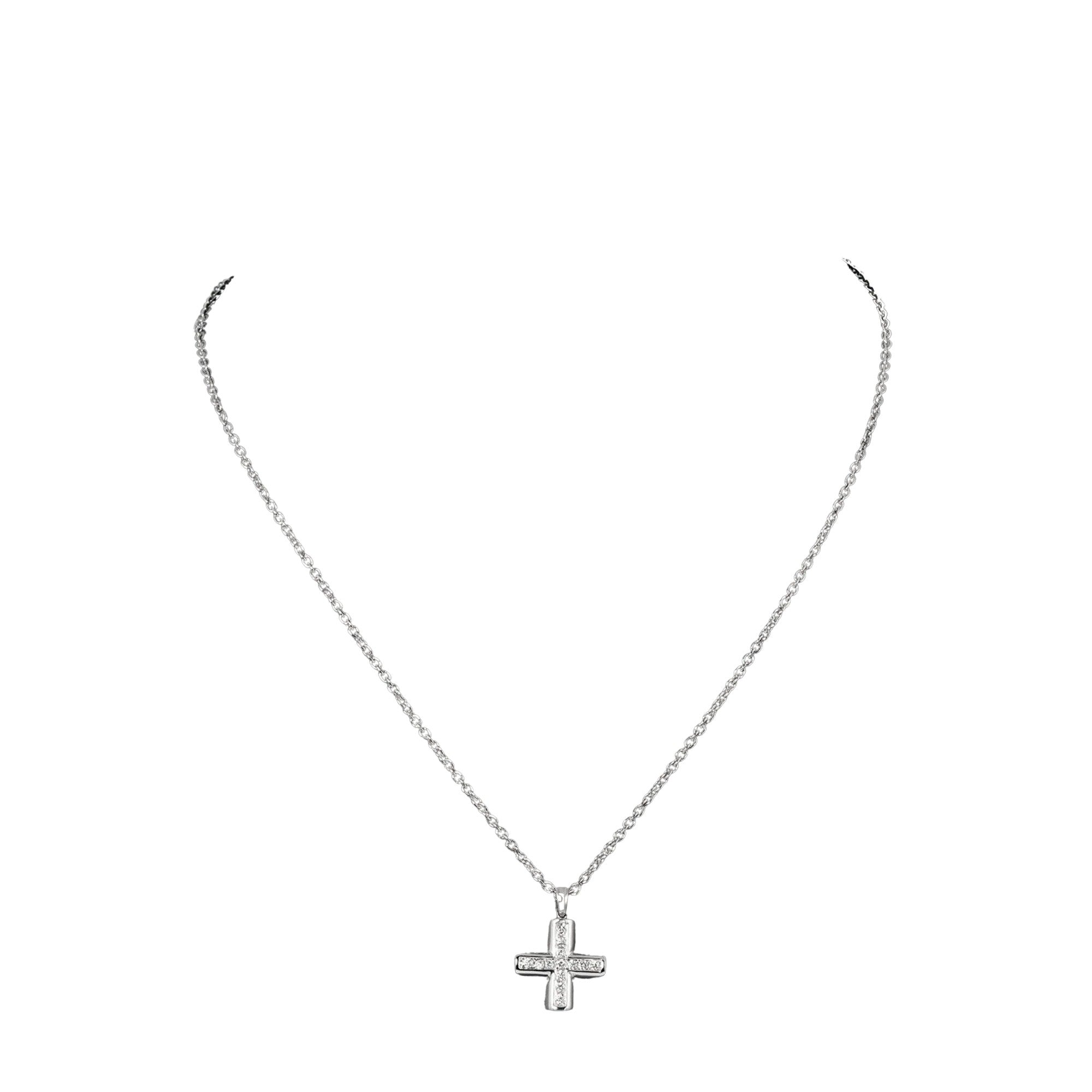 Bulgari Croce Silver White Gold Necklace 