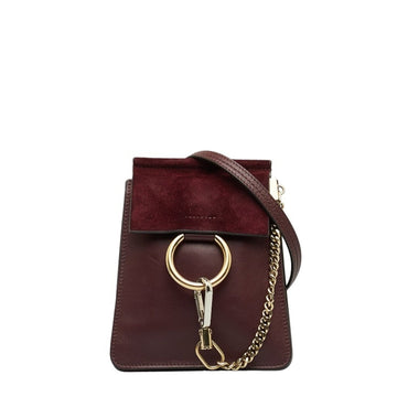 Chloé Faye Burgundy Leather Shoulder Bag