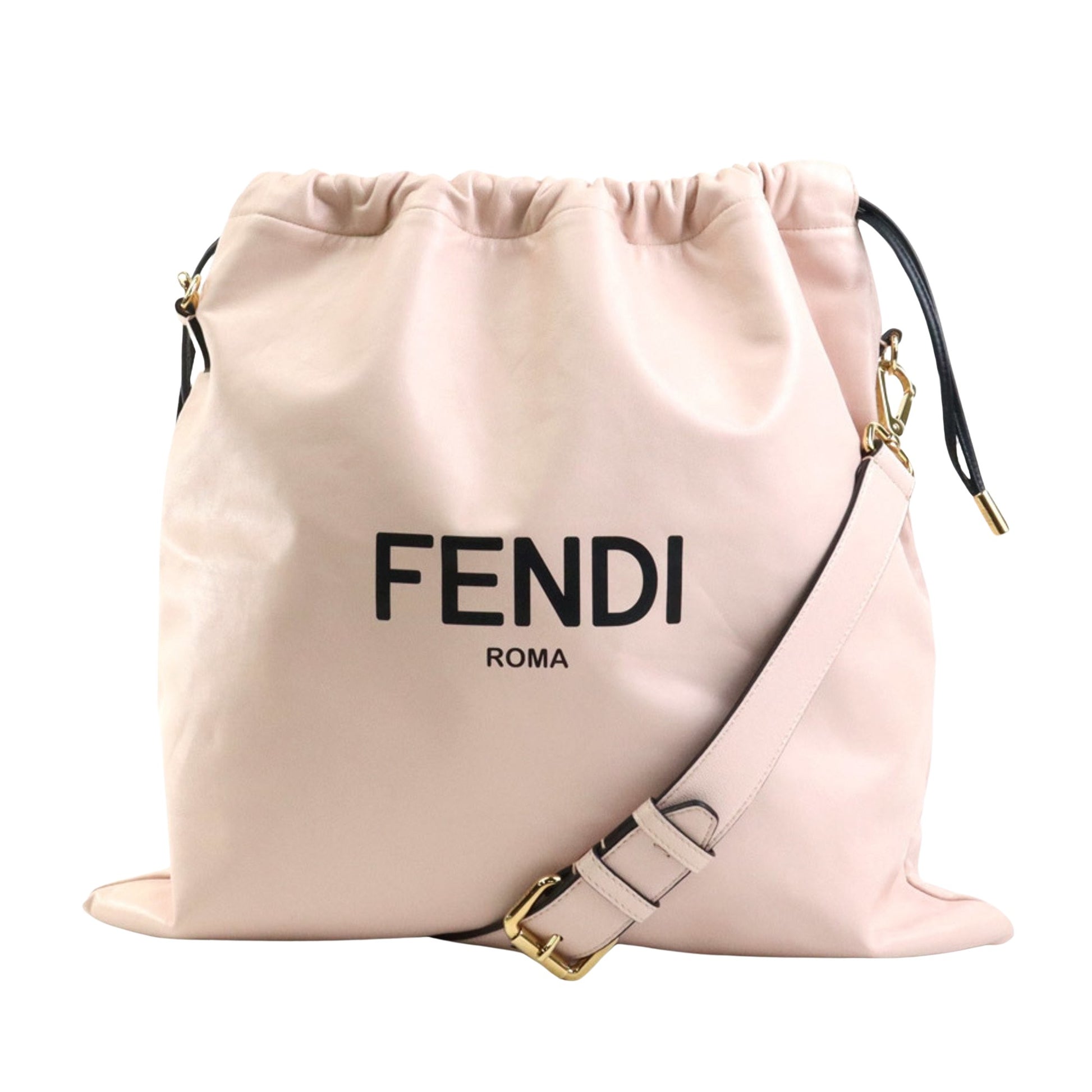 Fendi Drawstring Pink Leather Shoulder Bag