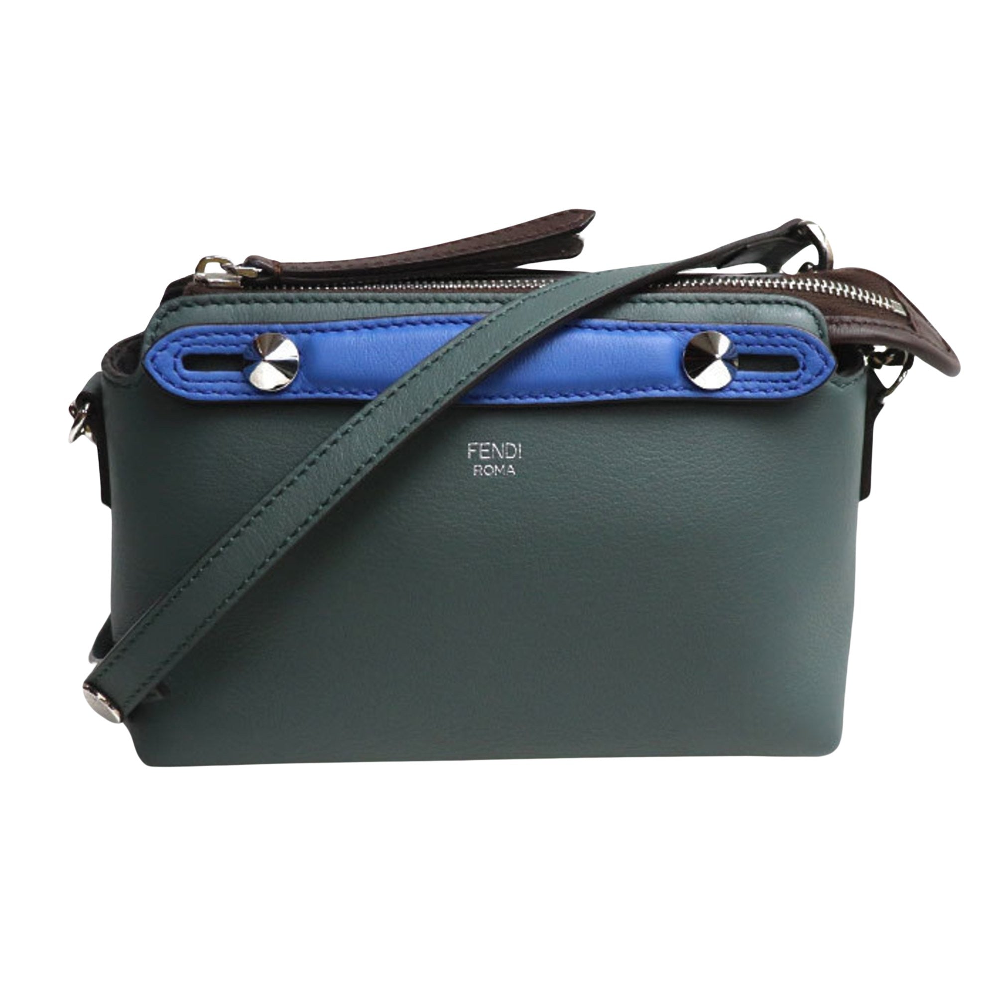 Fendi By the way Medium Green Leather Shoulder Bag