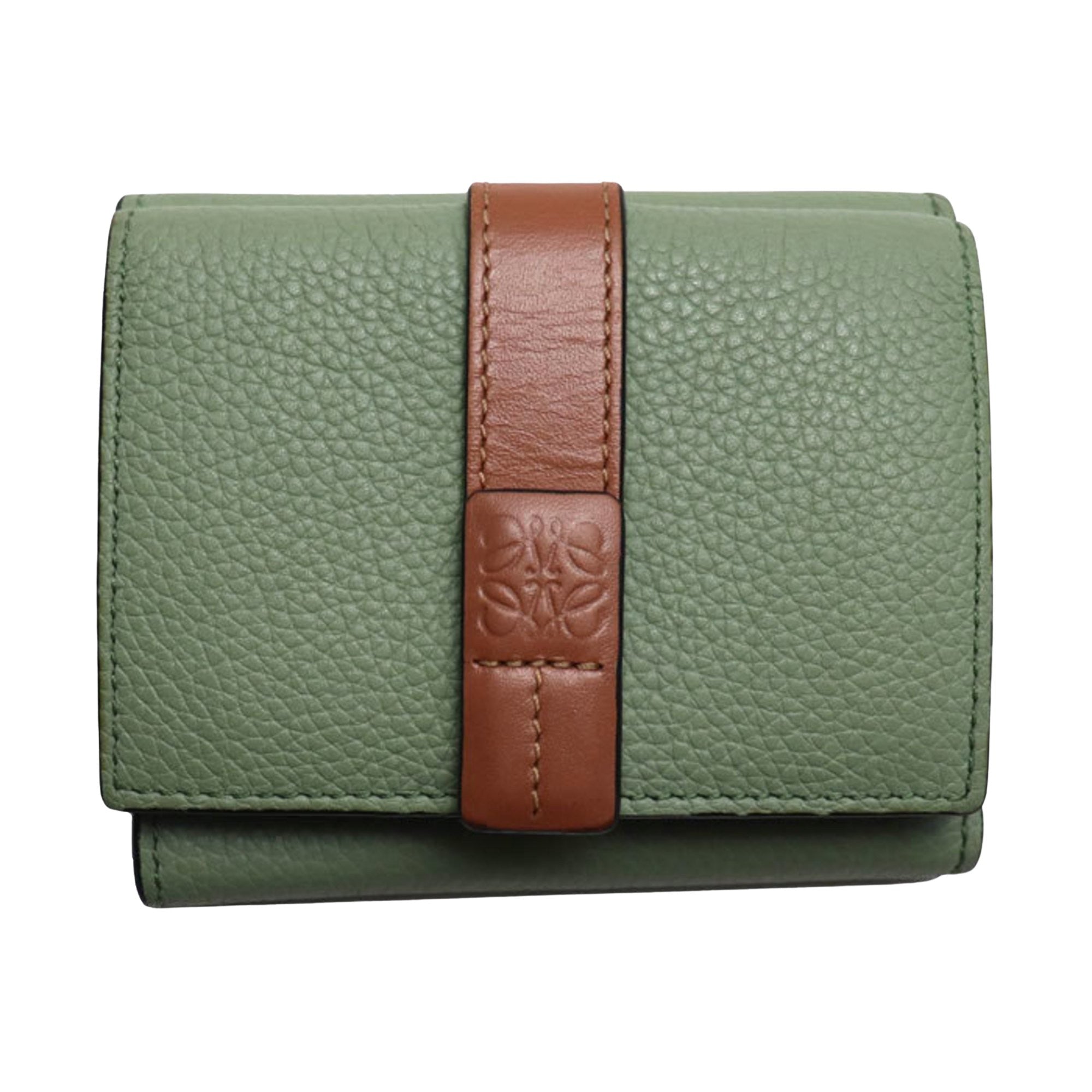 Loewe Trifold Wallet Green Leather Wallet 