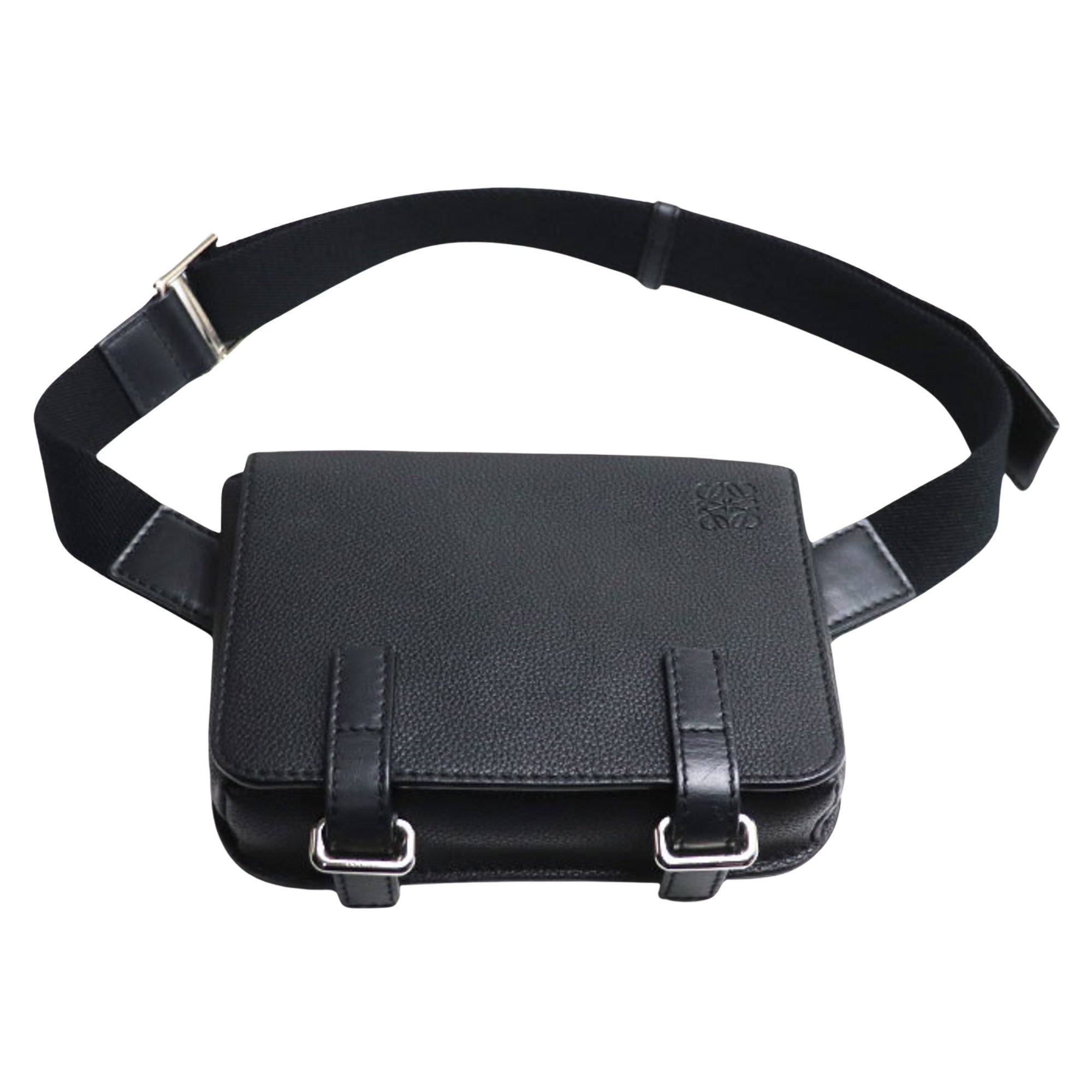 Loewe Military Messenger Black Leather Shoulder Bag