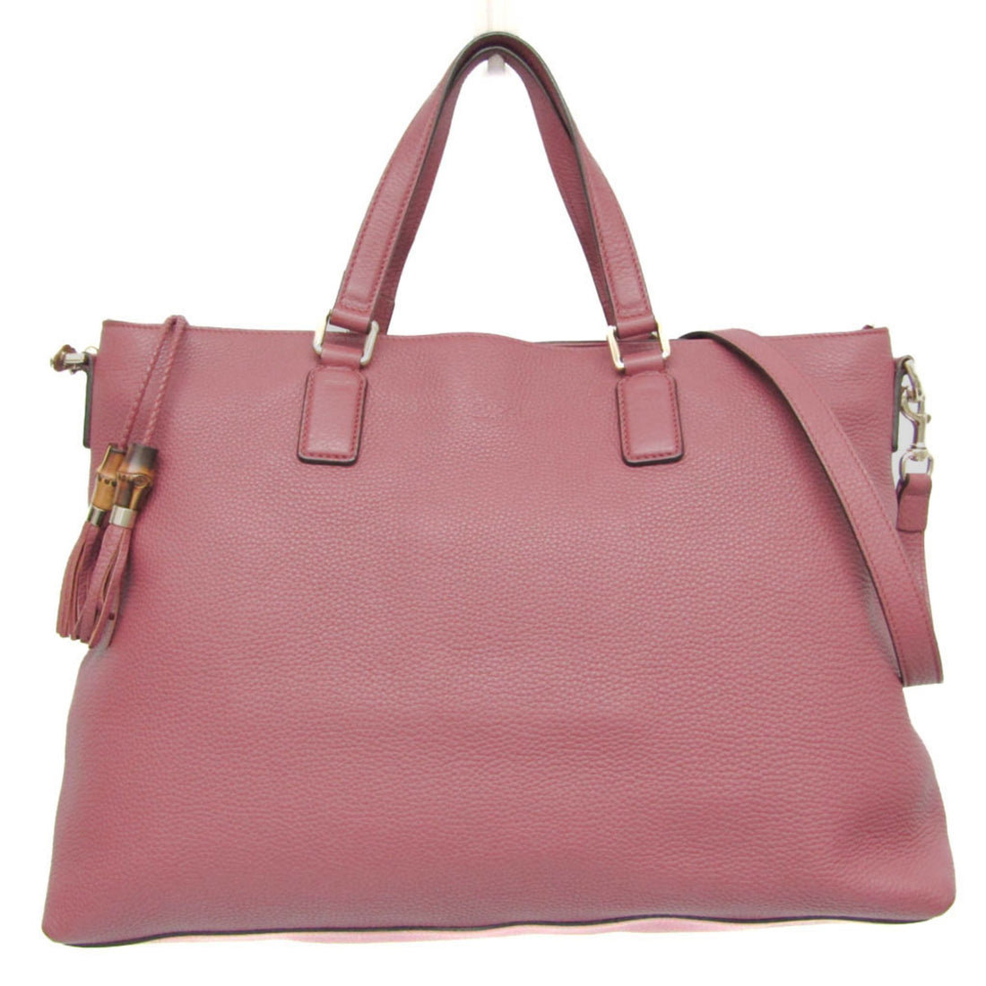 Gucci Bamboo Pink Leather Tote Bag