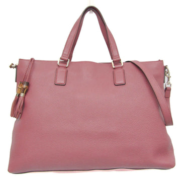 Gucci Bamboo Pink Leather Tote Bag