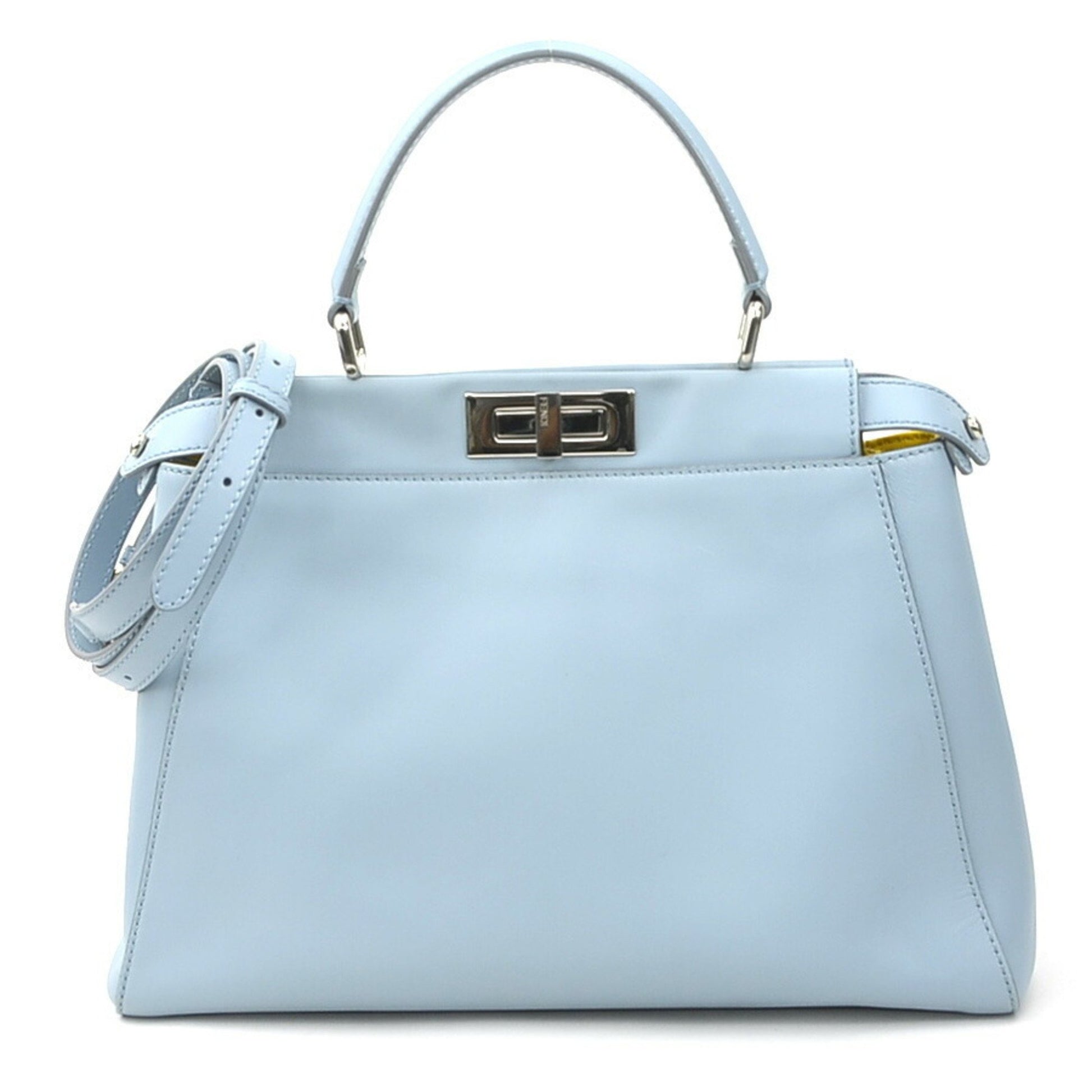 Fendi Peekaboo X-lite Medium Blue Leather Handbag 