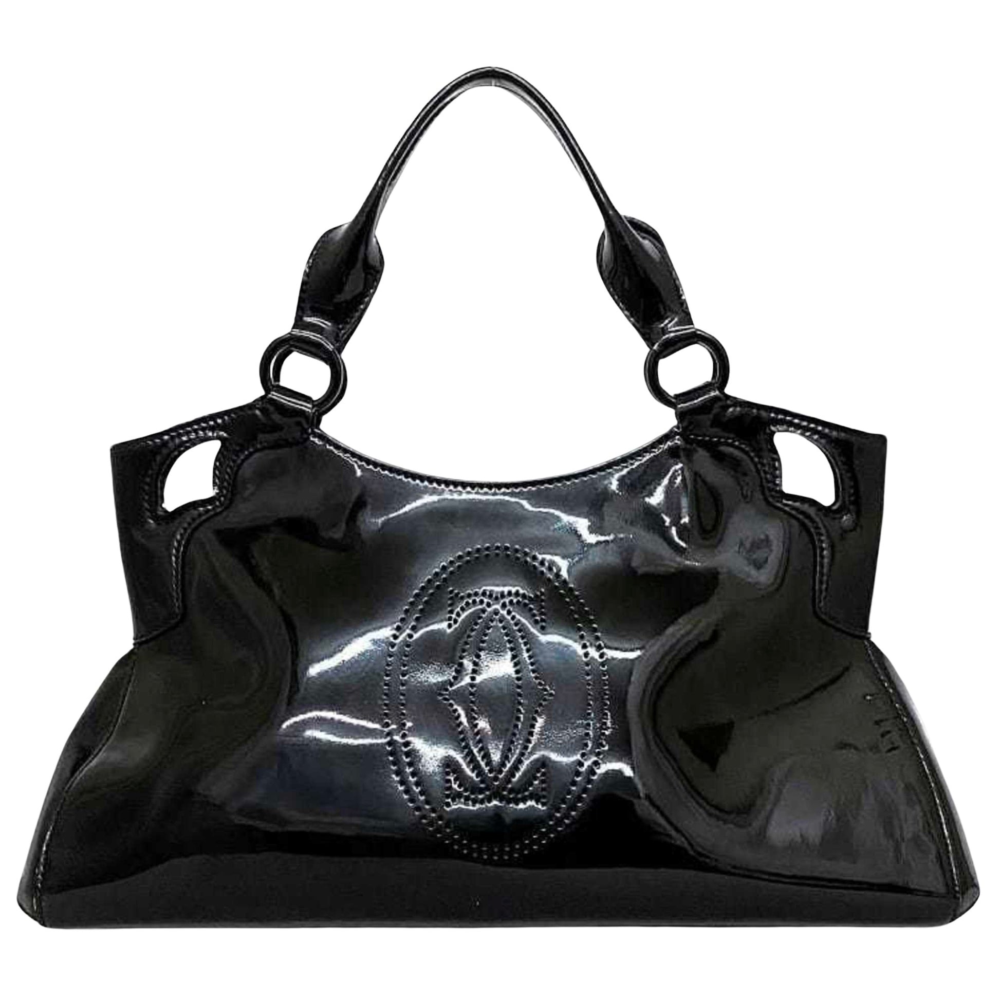 Cartier Marcello Black Patent Leather Handbag 