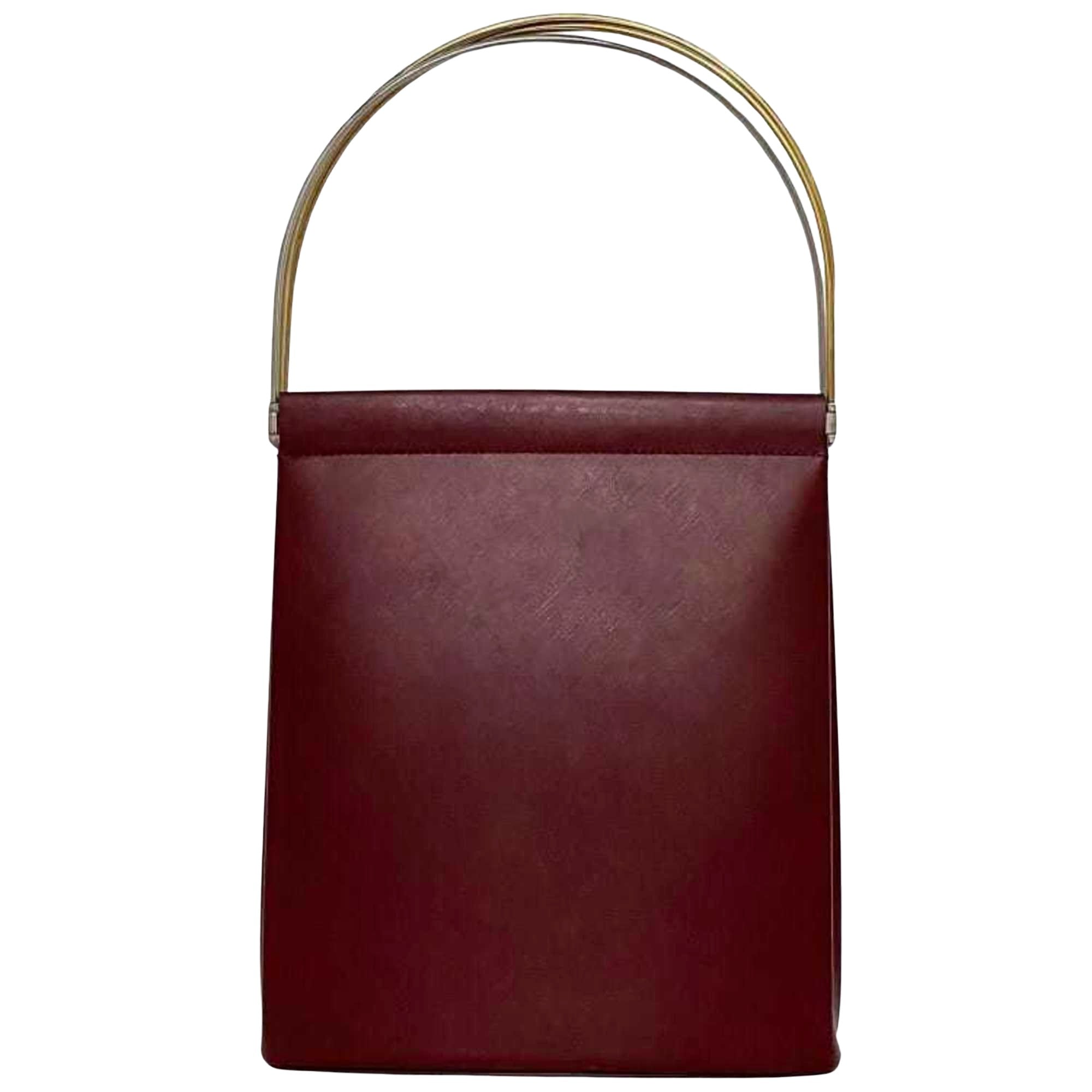 Cartier Trinity Burgundy Leather Handbag 