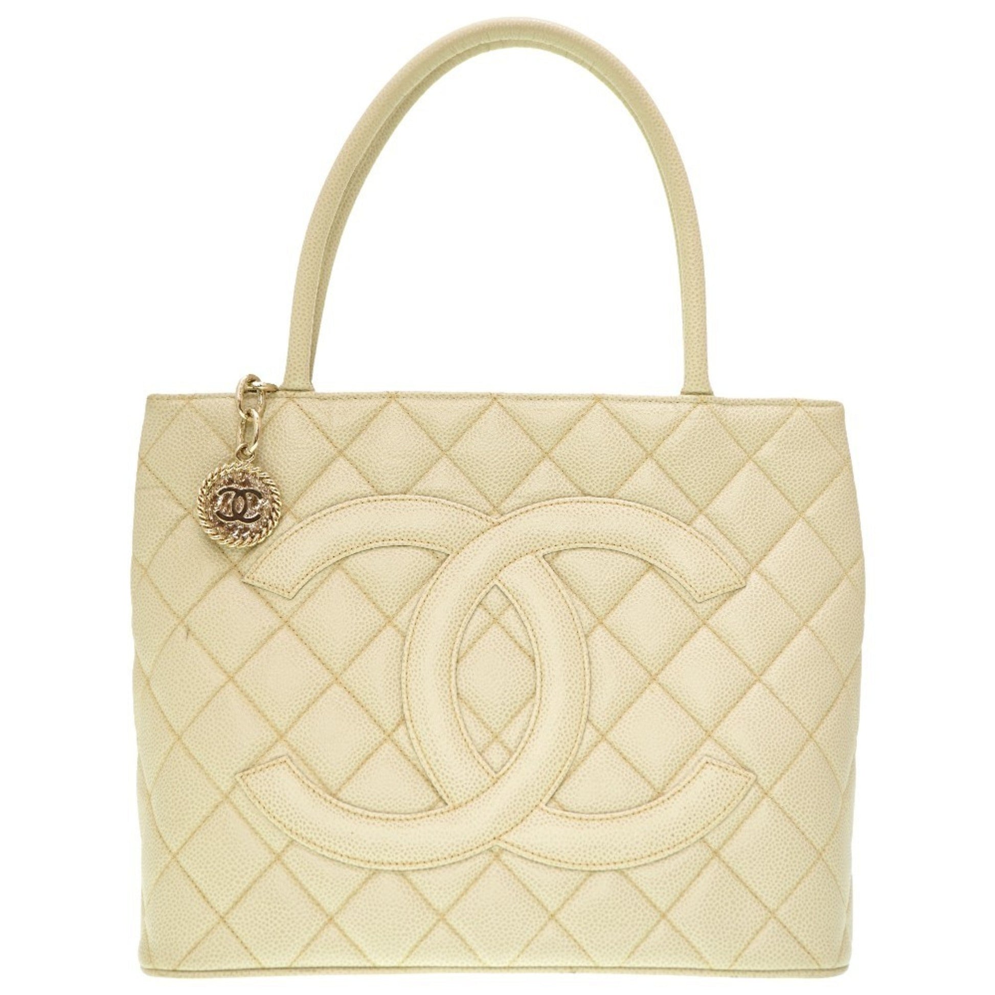 Chanel Medaillon Ecru Leather Tote Bag