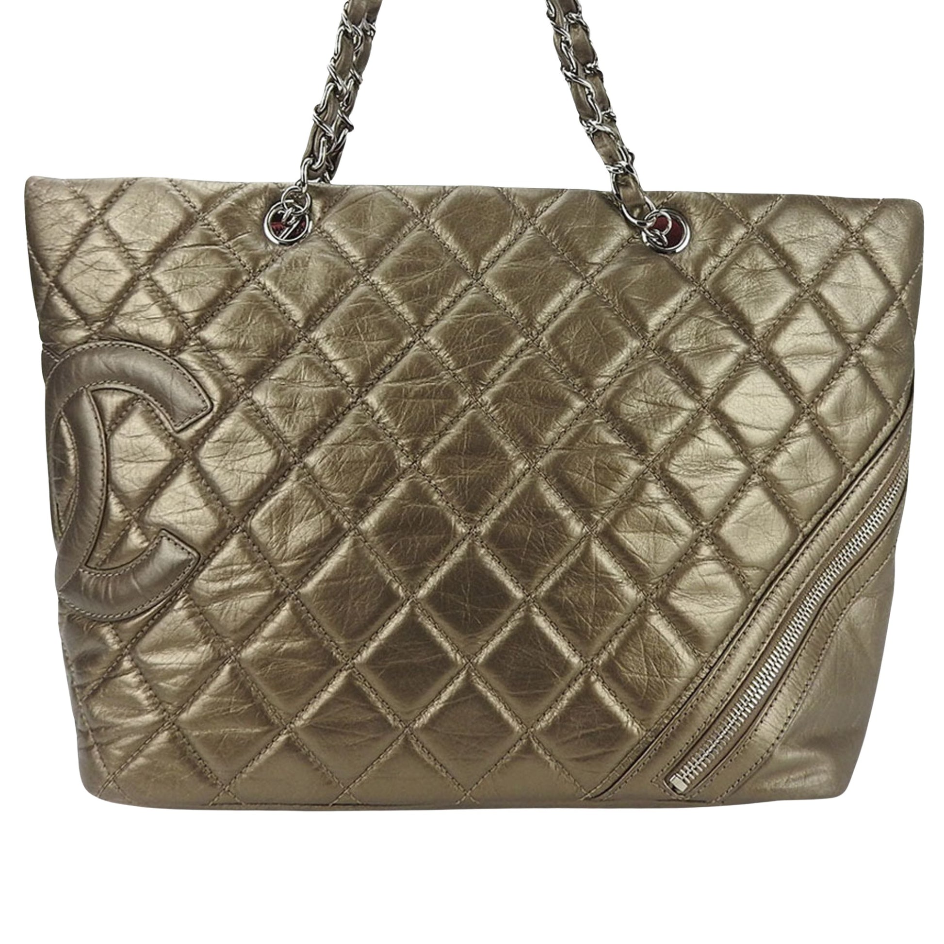 Chanel Cambon line Gold Leather Tote Bag