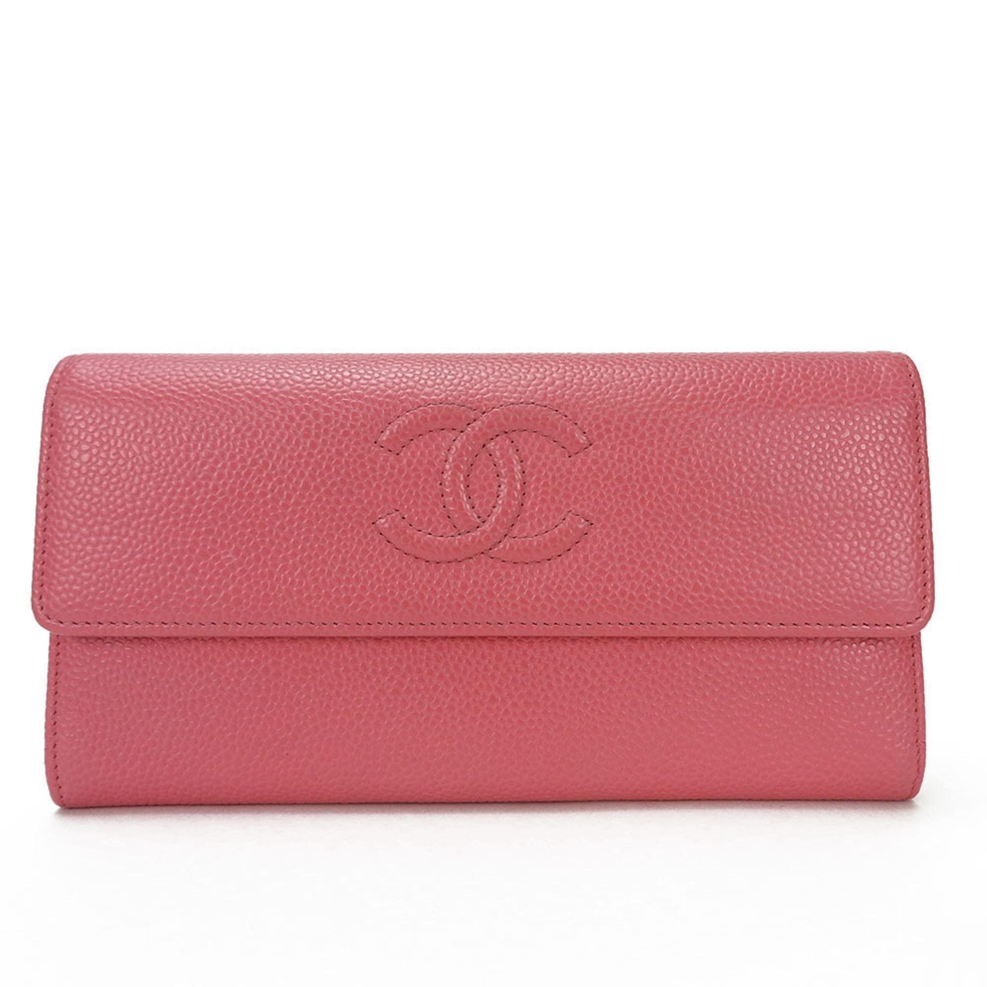 Chanel Coco Mark Pink Leather Wallet 