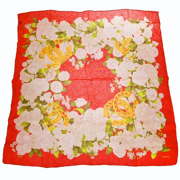 Chanel Camellia Red Linen Scarf 